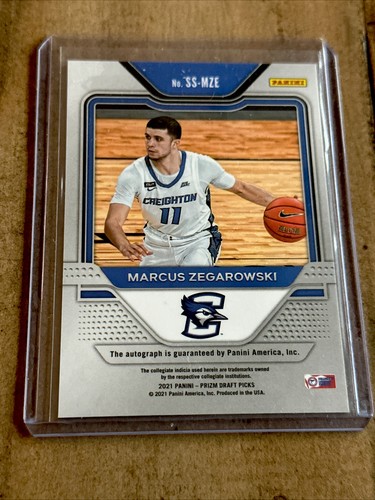 Selecciones del draft Panini Prizm 2021 Marcus Zegarowski Base Prizm Auto RC Creighton - Imagen 2 de 2