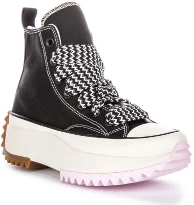 Converse A10435C Run Star Hike Hi Plateforme Femme Trainer Noir Rose UK 3 - 6 - Photo 1/4