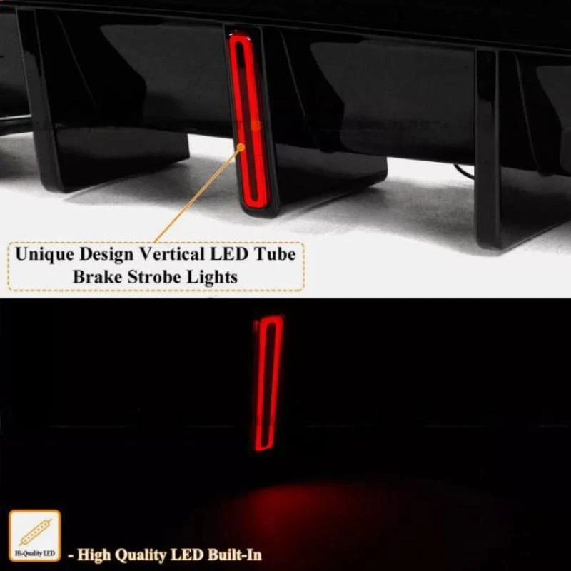 For BMW G30 17-23 G38 M5 Style Gloss Black Big Fin LED Rear Bumper Diffuser Kit - Изображение 4 из 4