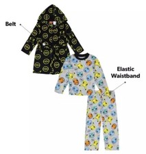 Pokemon Boys 3-Piece Super Soft Hooded Robe  Pajama Set Size 6 NEW