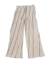 Dolan Anthropologie Beige Striped Wide Leg Boho Drawstring Pants Large Pockets