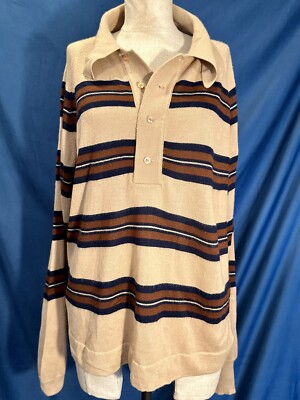 Royal Jeff Long sleeve Striped Polo Size XL