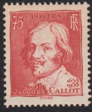 timbre France 1935 Jacque Callot Y&T n°306 75c rouge brique neuf