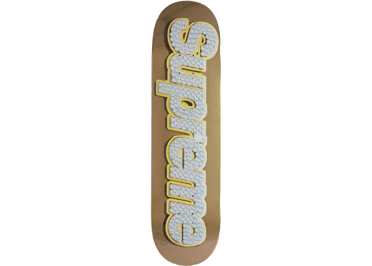 Supreme SS22 Bling Box Logo Skateboard Deck Authentic Gold Supreme SS22 Bling Box Logo Skateboard Deck Authentic Gold