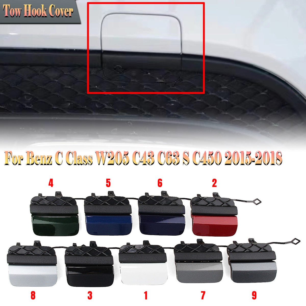Rear Bumper Tow Hook Cover For Mercedes Benz W205 C43 Sport