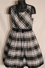 Jona Michelle-Girl's blk/wht/silv diamond pattern sleeveless dress size 6