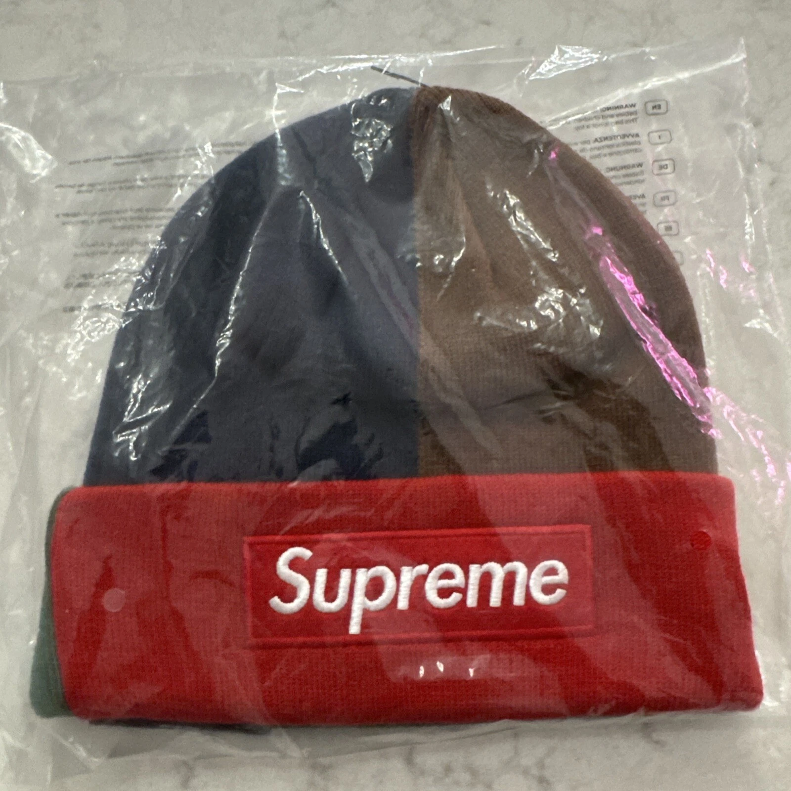 NEUF Supreme New Era Box Logo Beanie Multicolore FW24 Taille Unique Expédié Maintenant !