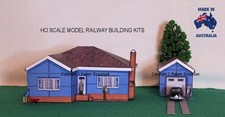 Fibro House 1950's with Shed/Garage, Model Railway Building Kit 1:87