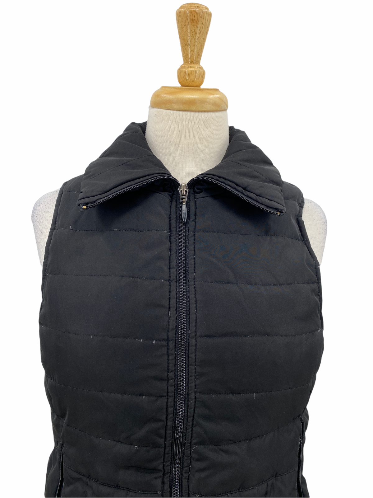 Full-Zip Black Quilted Puffer Vest 