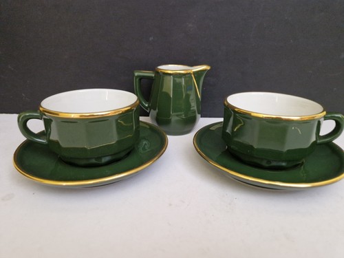 APILCO FRANCE BISTRO GRÜN Kaffeetassen x 2 & kleine Kanne
