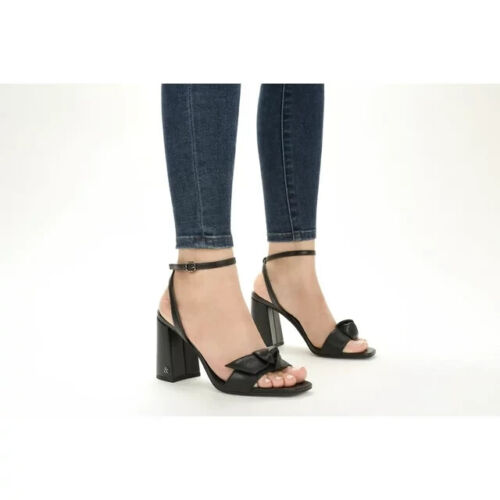 Sam & Libby Women's SIZE 10 Jordan Black Sandal Block High Heel Square Toe New - Picture 2 of 13