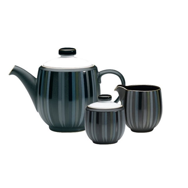 NewDenby Jet Stripes 5 Pc Tea SetTeapotCreamerSugar BowlEnglish