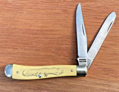 【S&H様】U.S.Aヴィンテージ SOCONY vintage VINTAGE SCHRADE+ USA SCRIMSHAW ALLIGATOR TRAPPER KNIFE LIMITED