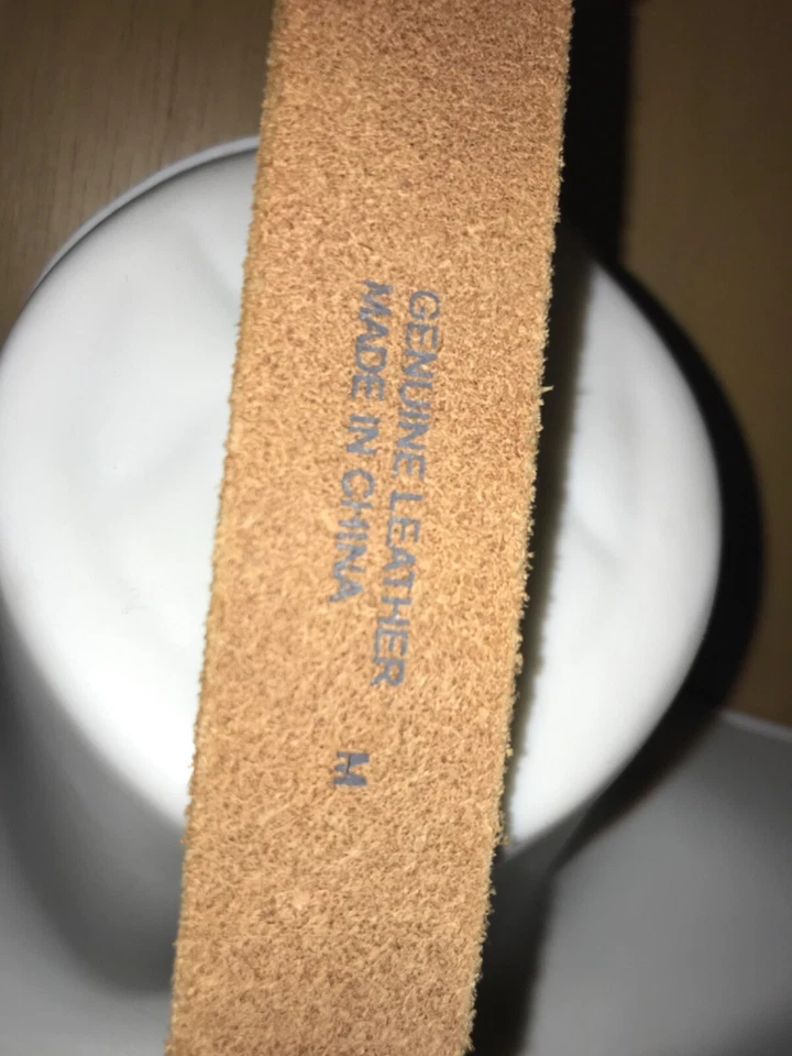 Cinturón con hebilla de latón de cuero genuino vintage de los años 80 para dama talla M Foto 3 de 4