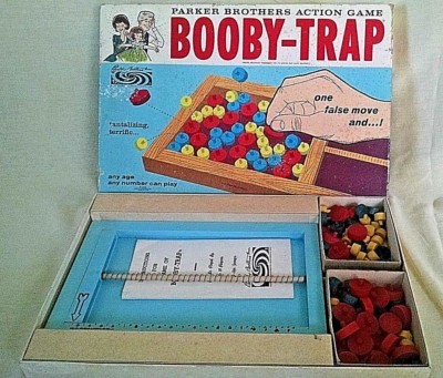 Booby Trap Game 1965 Parker Bros Spring Bar Action Wooden Pcs No 60 As Is USA