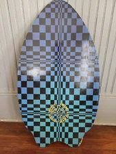 2010 Slick Lizard Skim Promo Wood Skim board 35 by 20 Inches Blue Checkered 