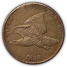 1858 Large Letters Flying Eagle Cent Choice Almost Uncirculated AU+ Coin #19506