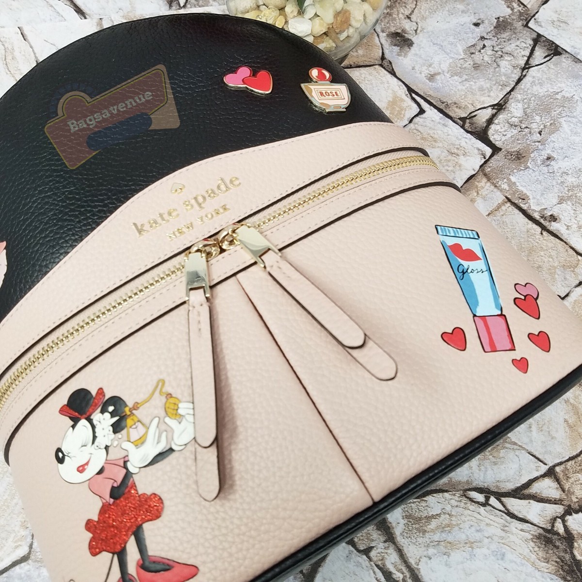 Kate Spade Limited Edition Disney Minnie Mouse Medium Backpack Pebbled Texture Disney Minnie Mouse Polka Dot Backpack by kate spade new  main image 2