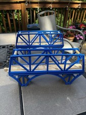 Thomas Wooden Railway Blue Trestle Bridge Pair Britt Allcroft Era x2