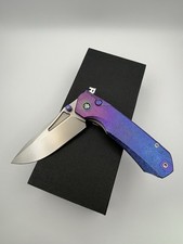 Remette Rt Rhino Blurple Titanium M390 Blade Button Liner Lock Rntb5