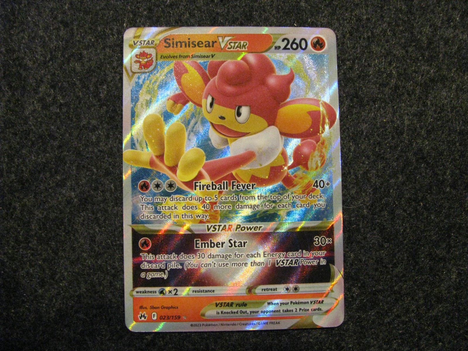 Simisear Vstar 023/159 Crown Zenith Holo Pokemon Card NM