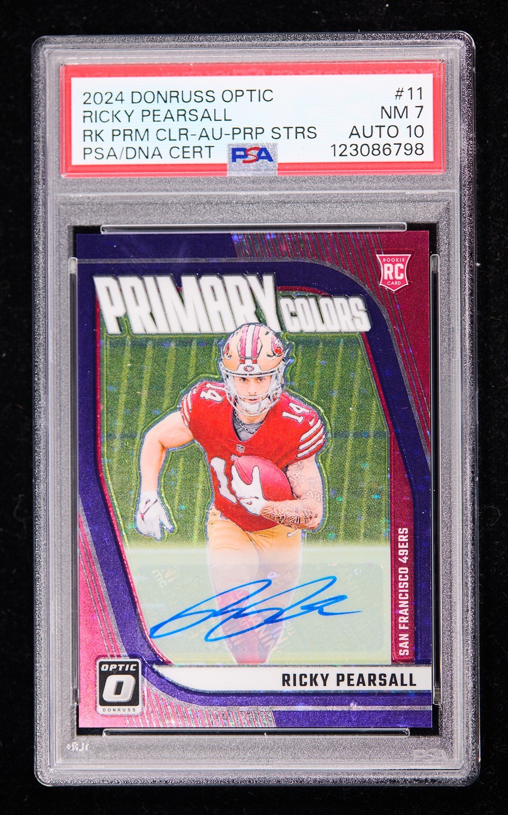 Ricky Pearsall Panini Donruss Optic Rookie Primary Colors #11 Autograph-Purple Stars