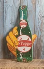 Vintage Dr Pepper Porcelain Metal Enamel Soda Pop Bottle Advertising Sign