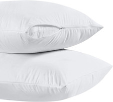White Pillowcase Cover King Size Zippered Pillow Protectors 20X36 Inches 100 Co