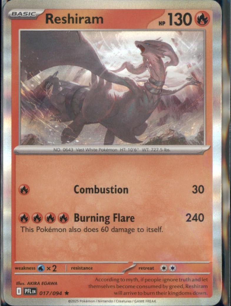 Reshiram Rare ME02: Phantasmal Flames 017/094 LP