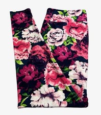 LuLaRoe Leggings TC2 Tall Curvy 2 BLUE PINK Flower Colorful CARNATION Peony Yoga