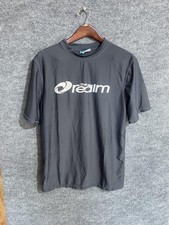 The Realm Shirt Mens Large Gray Rash Guard Surf Swim Athletic Logo Short Sleeve