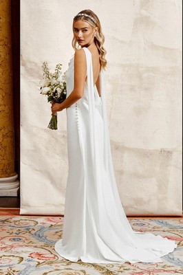 Coast Damen Brautkleid Elfenbein Chiffon Wasserfallausschnitt Detail Lang Hochzeitskleid