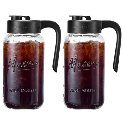 Mason Jar Pitcher - Airtight & Leakproof Glass Pitcher with Lid, Perfect for ...