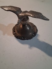 National Vintage Metal Eagle Over Globe Hood Ornament Emblem On Base