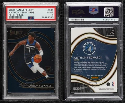 2020-21 Panini Select Courtside Retail Blue Anthony Edwards PSA 9 MINT Rookie RC