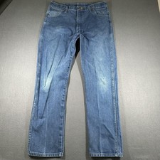 Wrangler 13MWZ Jeans Mens 36x32 Blue Straight Denim Med Wash Regular Fit Western