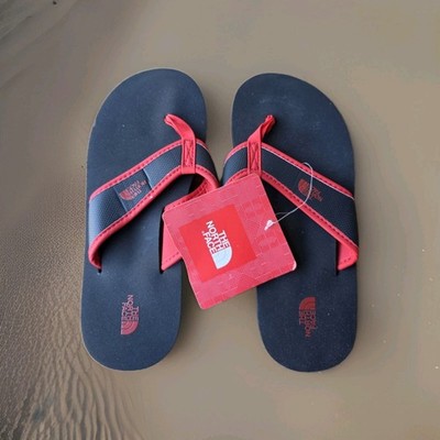 THE NORTH FACE Youth Base Camp Flip Flops (Child Size 2) Black/Red (New)