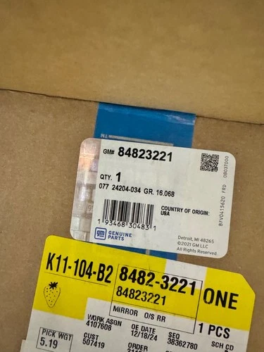 Chevy Silverado driver left side power folding door mirror