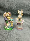Vintage Easter Bunny Family Figurines 1994 Granny Bunny & Grandkids Pastels  — photo 1