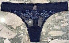 NEW Victoria Secret Body By Victoria Mesh  SHINE Lace Thong Noir Navy XL or XXL