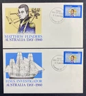 2x Australia Day 1980 Matthew Flinders FDC First Day Covers Plympton Postmarks