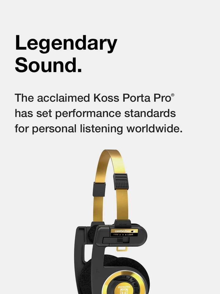 Koss Porta Pro Limited Edition Black Gold On-ear Headphones 3.5mm Mic Case - Image 3 of 4
