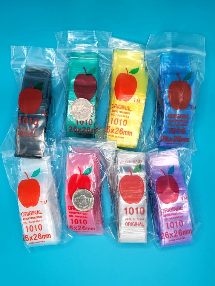 Original Apple Brand Baggies 1"X1" ,1010 Mini Zip Seal Bags(1000pcs)Mix COLORS  - Image 4 of 4