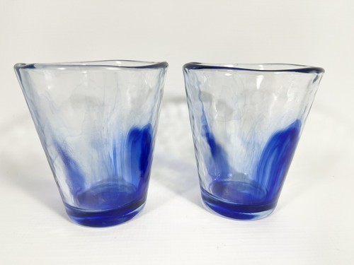 Bormioli Rocco Murano Cobalt Blue Swirl Rocks Glasses