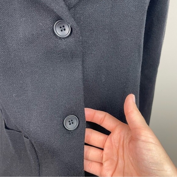 Tahari Solid Black Button Front Collared Long Sle… - image 3