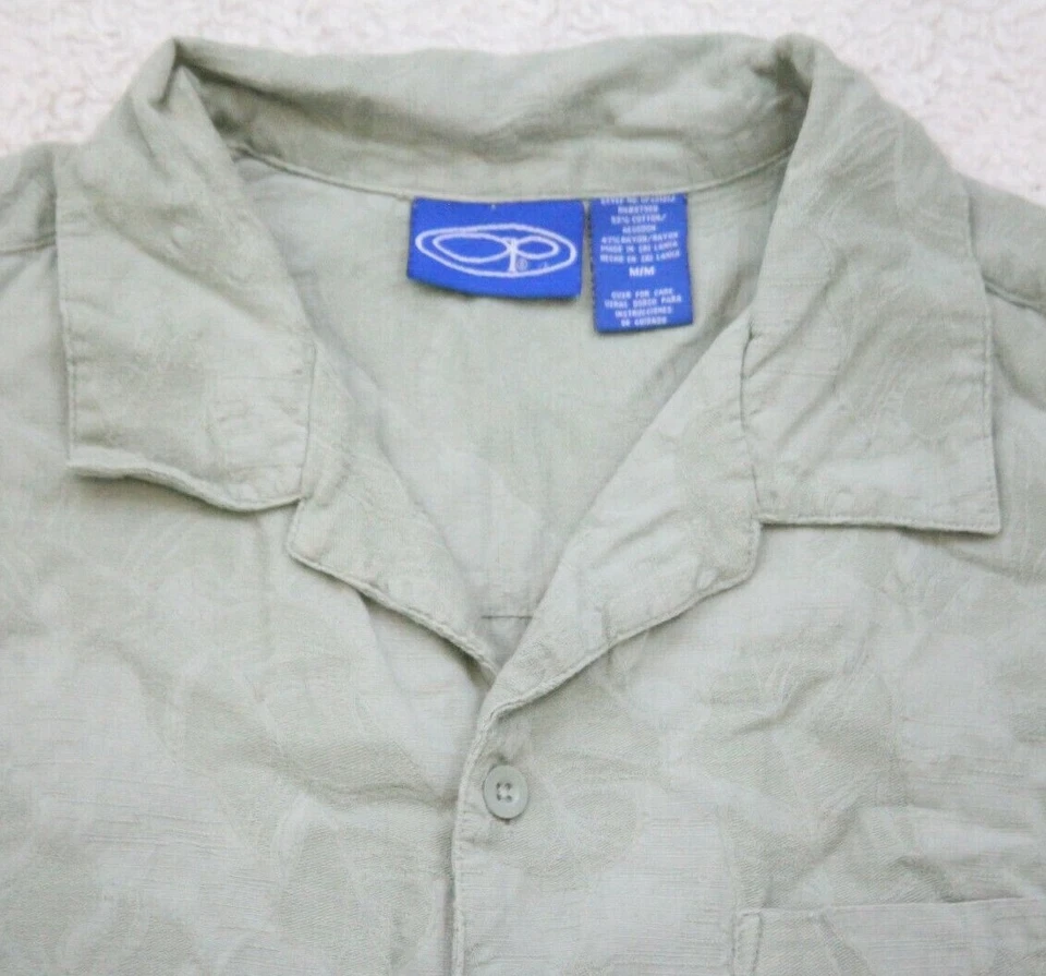 Camisa de vestir hawaiana Ocean Pacific verde manga corta bolsillo para hombre mediana F12 Foto 4 de 4