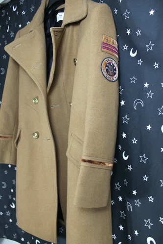 Coach Womens Peacoat Military Naval Coat M Wool Dark Camel Fashion F34123 $895