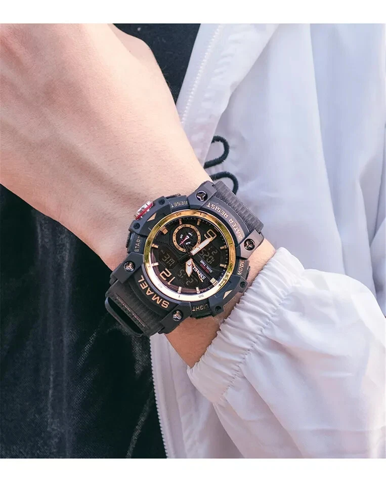 SMAEL Reloj Hombre Digital LED Electrónico Reloj Pulsera Doble Cuarzo Relojes Militares Foto 3 de 4