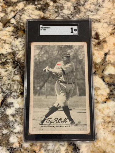 Ty Cobb 1921 Exhibits HOF Detroit Tigers SGC 1 Newly Graded Centered Rare Beauty