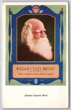 Famous~Portrait Of William Cullen Bryant In Blue Frame W/ Quote~Vintage Postcard